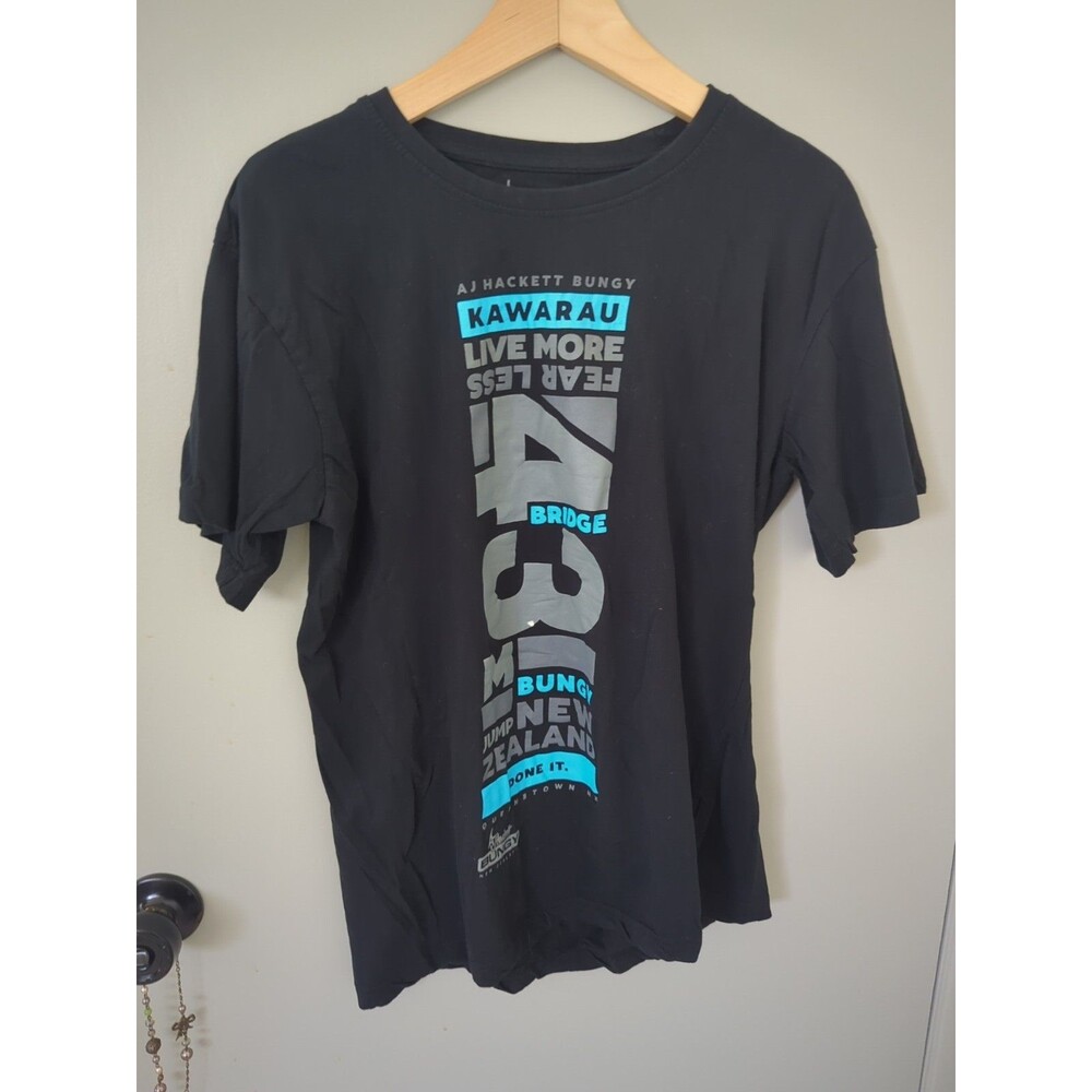 AJ Hackett Bungy New Zealand T Shirt Men Extra Large Black Blue Streetwear